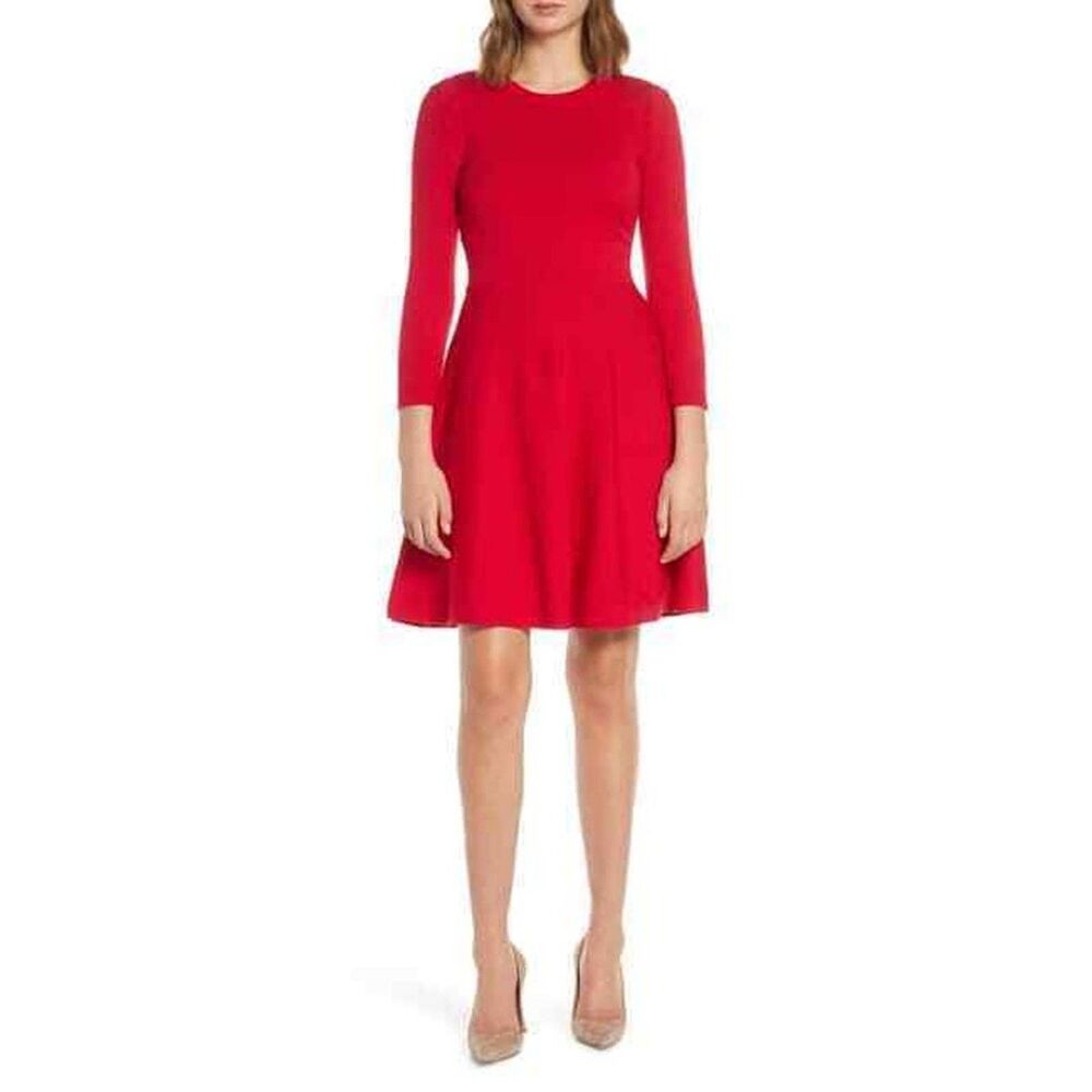 Eliza J Fit & Flare Sweater Dress Pink Size PS NEW